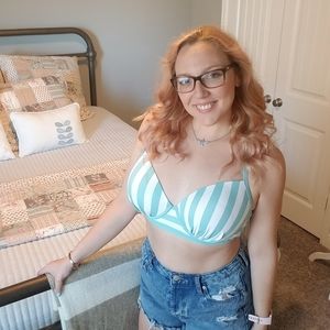 Shade & Shore Sage & White Striped Bikini Top